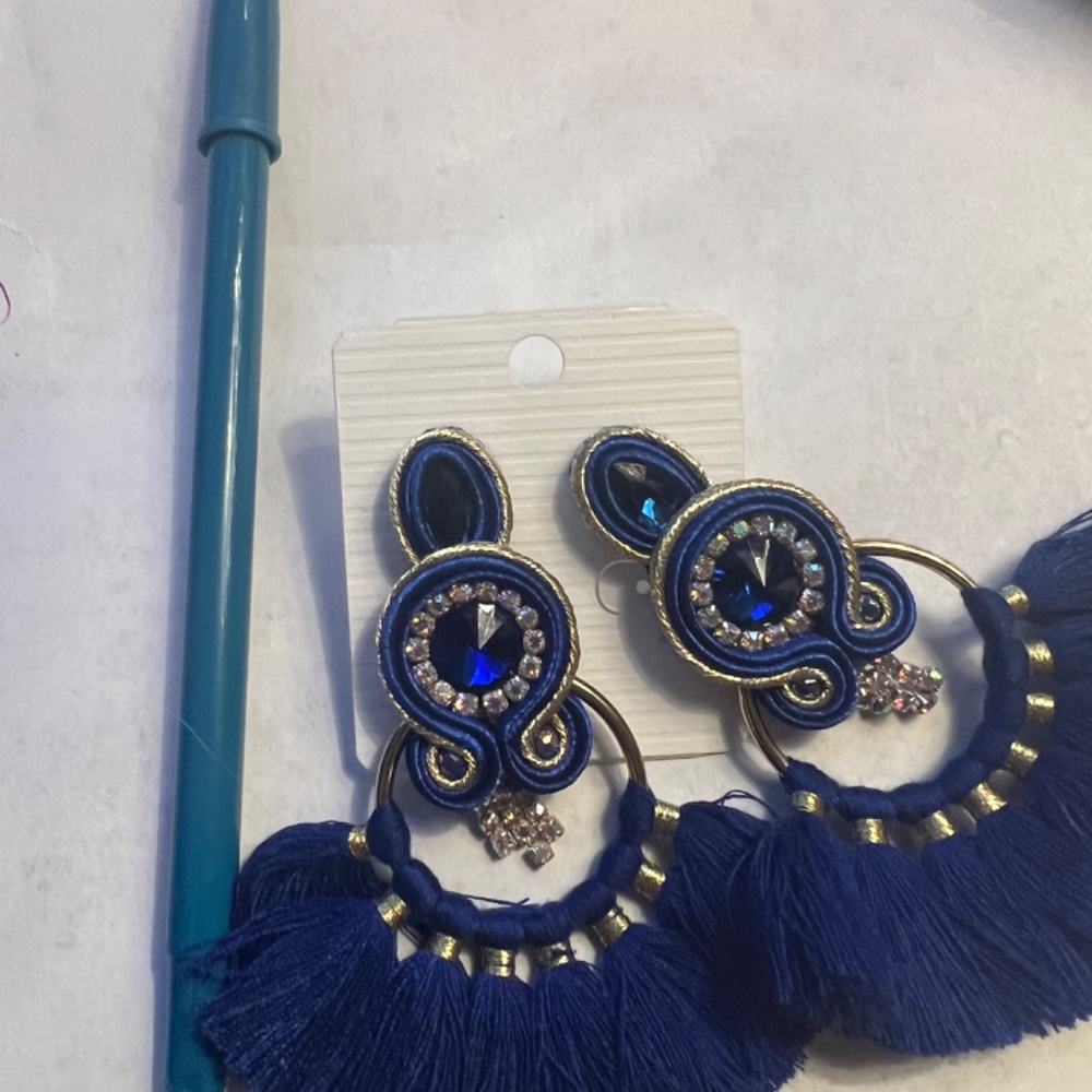 Cobolt Blue Statement Earrings - image 4